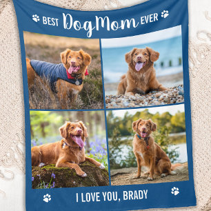 Manta Polar DOG MOM Personalizado Collage de fotos moderno Per