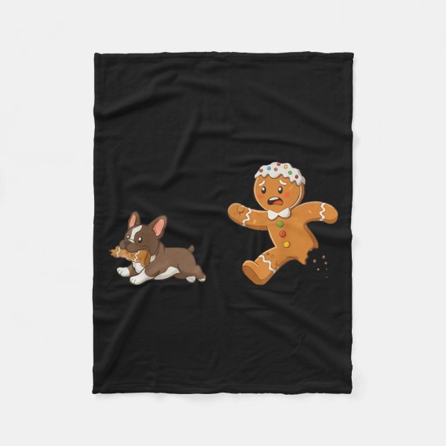 Manta Polar Dog Mom Shirt Gingerbread Chasing French Bulldog C (Anverso)