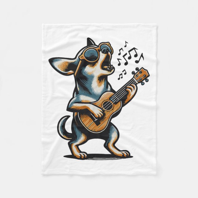 Manta Polar Dog Playing Guitar Singing Chihuahua Funny Dog Mar (Anverso)
