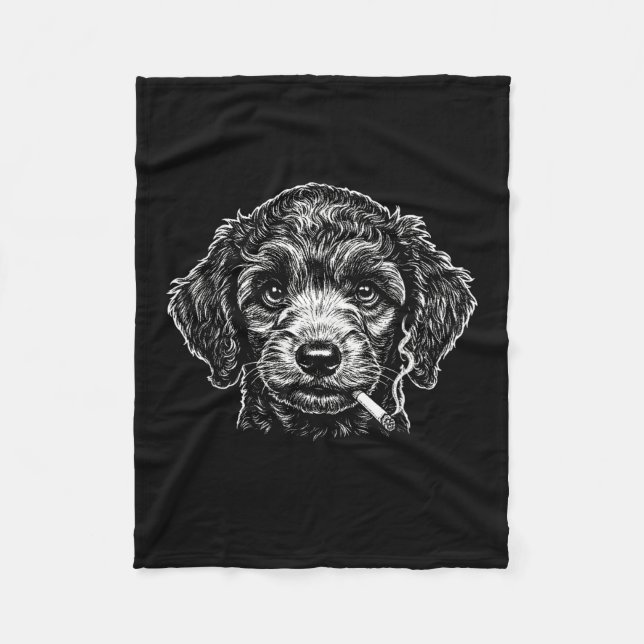 Manta Polar Dog Smoking Cigarette Funny Poodle Meme  (Anverso)