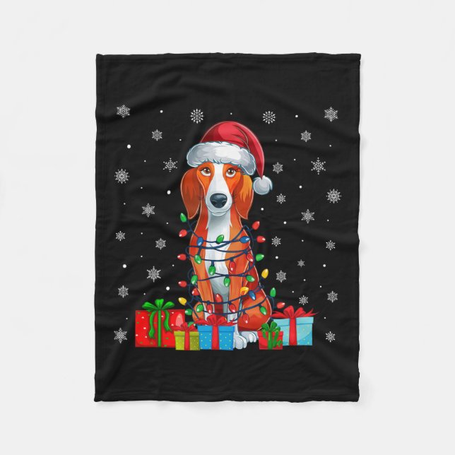 Manta Polar Dog Ugly Xmas Light Santa American Foxhound Dog C (Anverso)