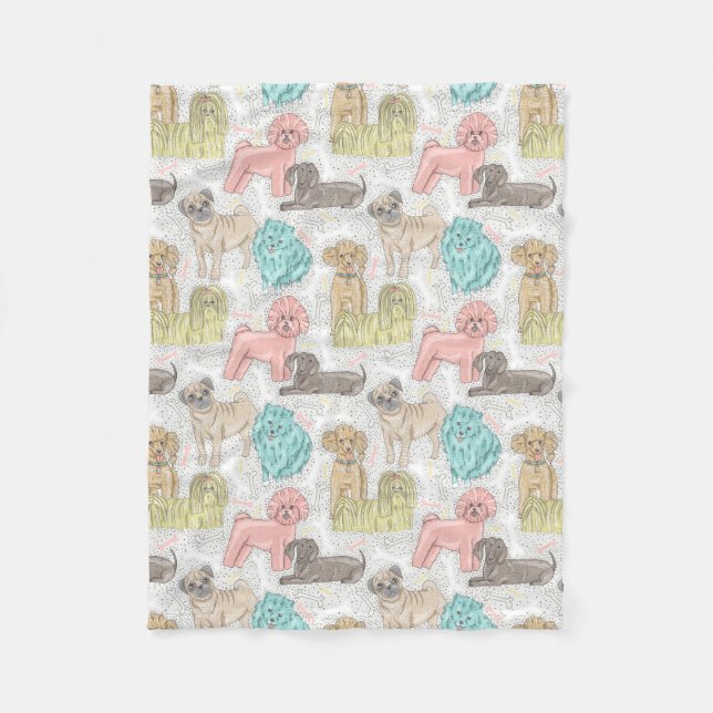 Manta Polar Doggies ventilares adorables para amantes del perr (Anverso)