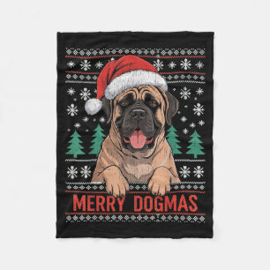 Manta Polar Dogmas Alegres Perro Divertido Sombrero de Santa N