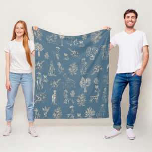 Manta Polar Dogs Lady Toile de Jouy Turquoise oscuro