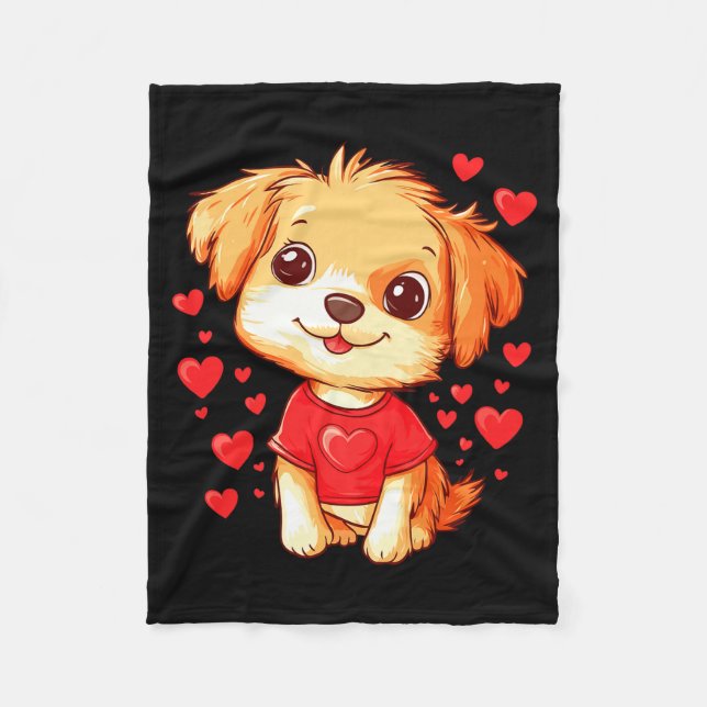 Manta Polar Dogs Lover Heart Girls Puppy Valentine S Day Women (Anverso)