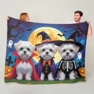 Manta Polar Dogs malteses Calabaza Halloween Divertido