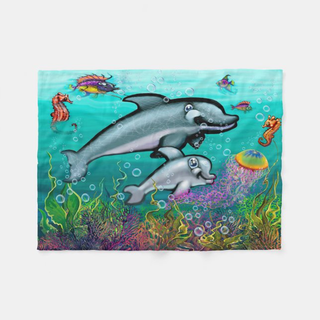 Manta Polar Dolphins Fleece Blanket (Frente (Horizontal))