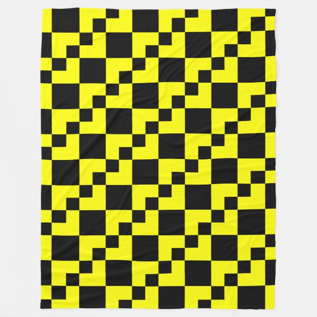 Manta Polar Domino de mosaico - amarillo y negro (Anverso)