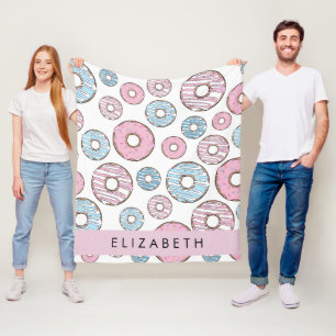 Manta Polar Donuts rosas, donuts azules, rociadores, tu nombre