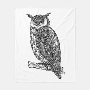 Manta Polar Doodle animal del búho del tótem salvaje