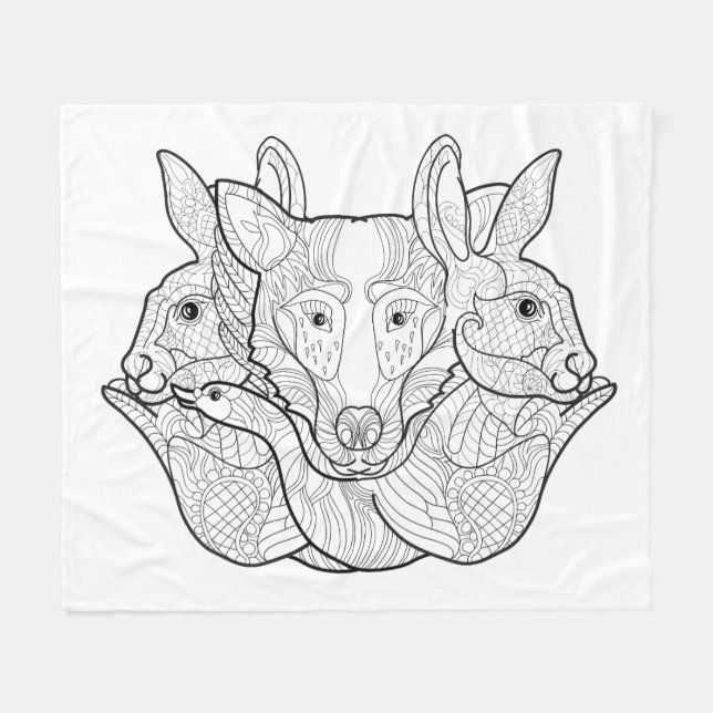 Manta Polar Doodle animal del grupo (Frente (Horizontal))