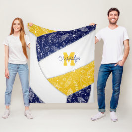 Manta Polar doodle artístico azul marino oro boho voleibol