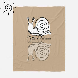Manta Polar Doodle de caracol marrón lindo con nombre personal