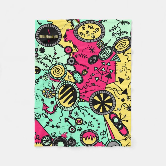 Manta Polar Doodle de color (Anverso)
