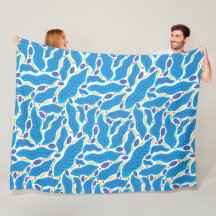 Doodle de coloridas hojas azules tropicales