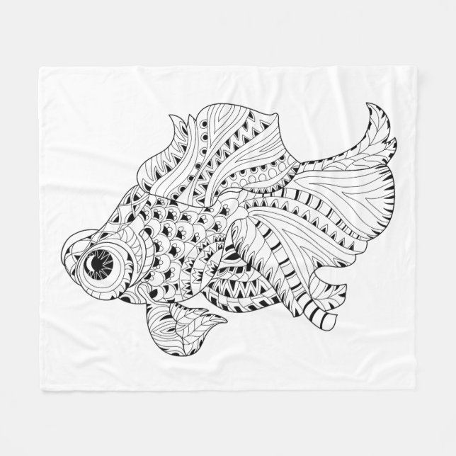 Manta Polar Doodle de los pescados (Frente (Horizontal))