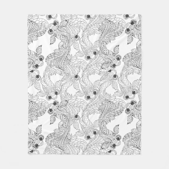 Manta Polar Doodle de los pescados de China (Anverso)