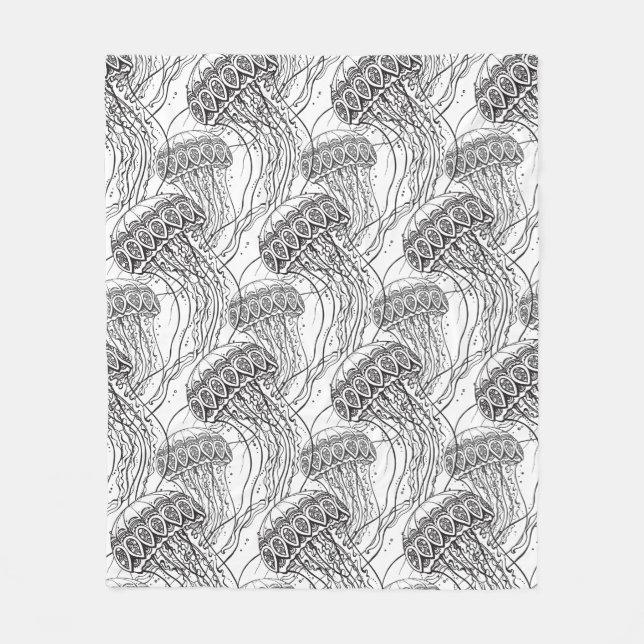 Manta Polar Doodle de los pescados de jalea (Anverso)