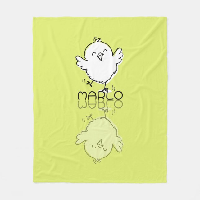 Manta Polar Doodle de reflexión de pollito amarillo feliz con  (Anverso)