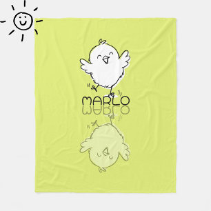 Manta Polar Doodle de reflexión de pollito amarillo feliz con
