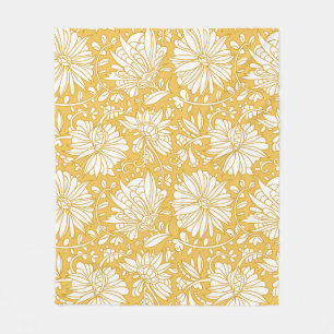 Manta Polar Doodle dorado floral, abstracto dibujado a mano