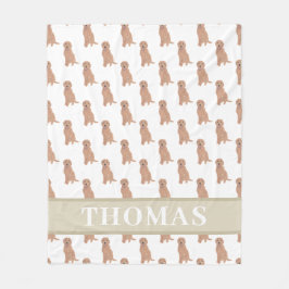 Manta Polar Doodle dorado rojo de albaricoque personalizado