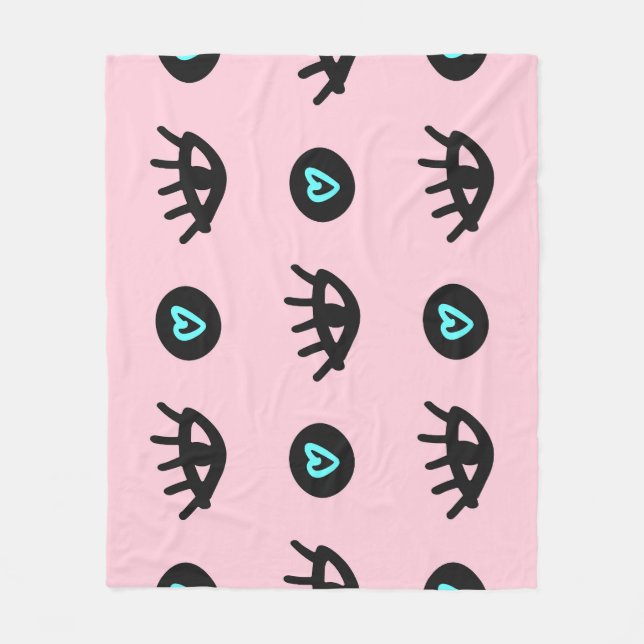 Manta Polar Doodle Girly: Los Ojos Corazón Sin Pena. (Anverso)