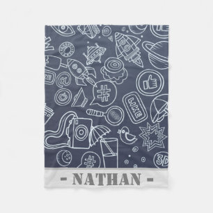 Manta Polar Doodle Personalizados Azul Oscuro
