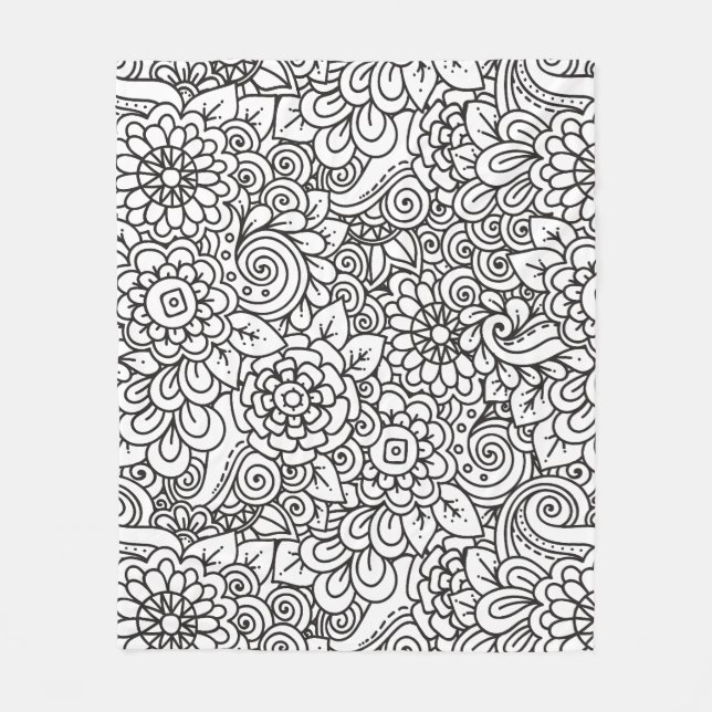 Manta Polar Doodle retro floral (Anverso)