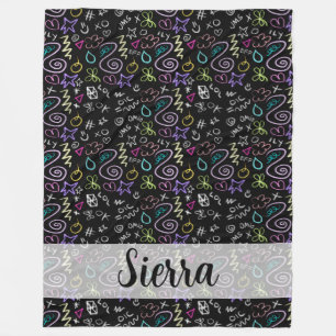 Manta Polar Doodles BFF - Patrón Purpurina falso