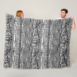 Manta Polar Doodles modernos del patrón blanco y negro de Boho