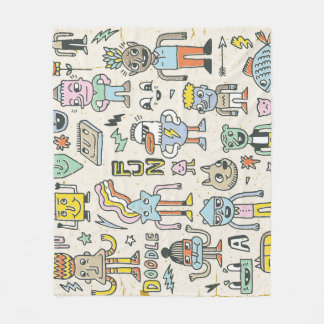 Manta Polar Doodles Wacky: Conjunto de caracteres de época