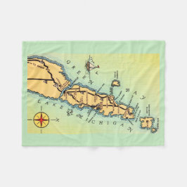 Manta Polar Door County Vintage Map Fleece Throw