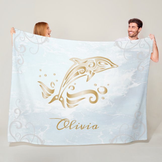 Manta Polar Dorado delfín flechero personalizado (In situ)
