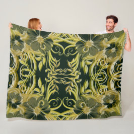 Manta Polar dorado, flor, fantasía, elegante, patrón, sutil,