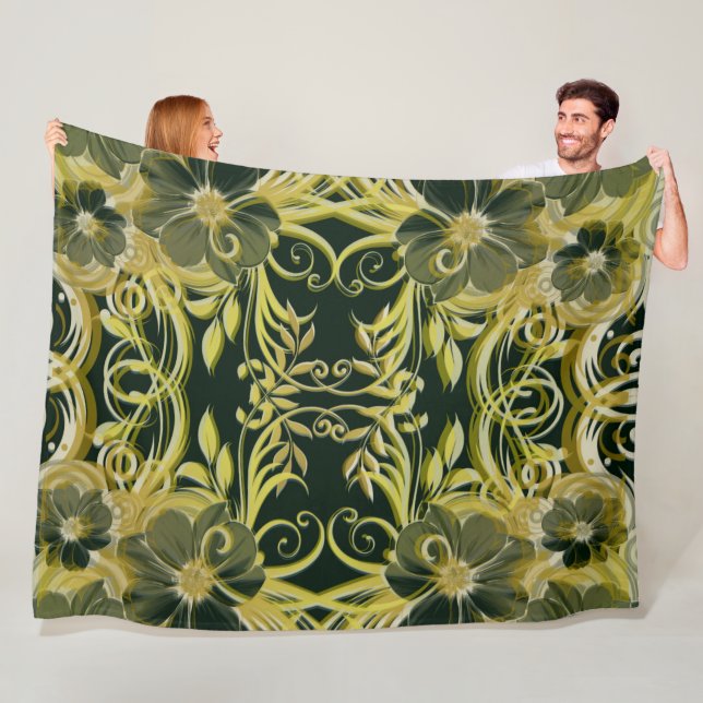 Manta Polar dorado, flor, fantasía, elegante, patrón, sutil, (In situ)