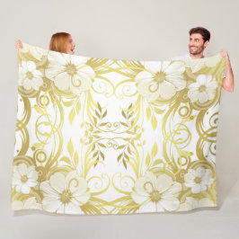 Manta Polar dorado, flor, fantasía, elegante, patrón, sutil,