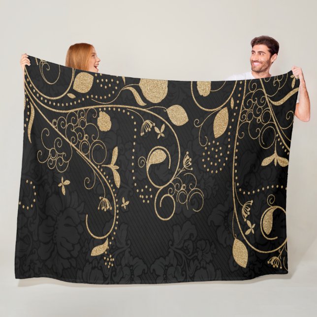 Manta Polar Dorado floral (In situ)