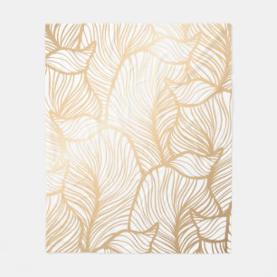 Manta Polar Dorado floral Damask Fleece Blanket