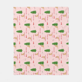 Manta Polar Dorado Navidades Beach Day Pink Fleece Blanket