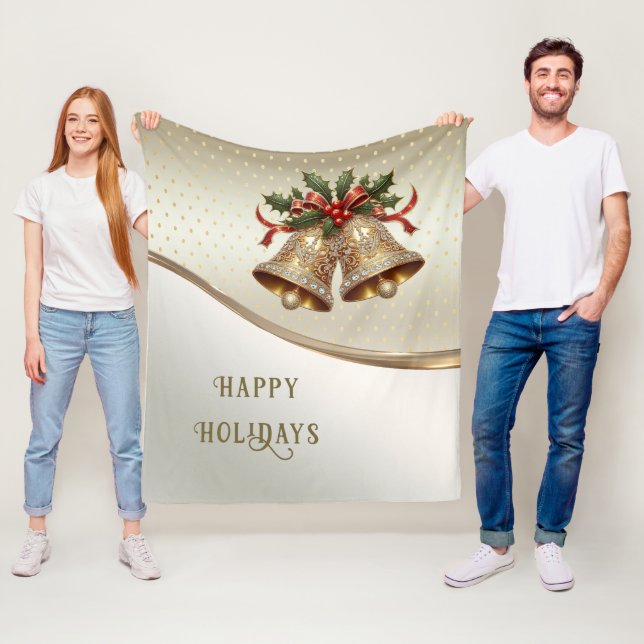 Manta Polar Dorado Navidades Bells Fleece Blanket (In situ)