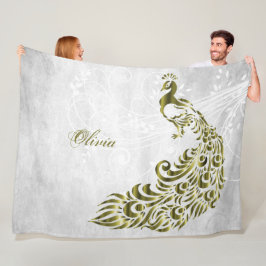 Manta Polar Dorado Peacock Personalizado Fleece Blanket