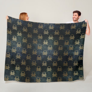 Manta Polar Dorado Skull & Crossbone Fleece Blanket