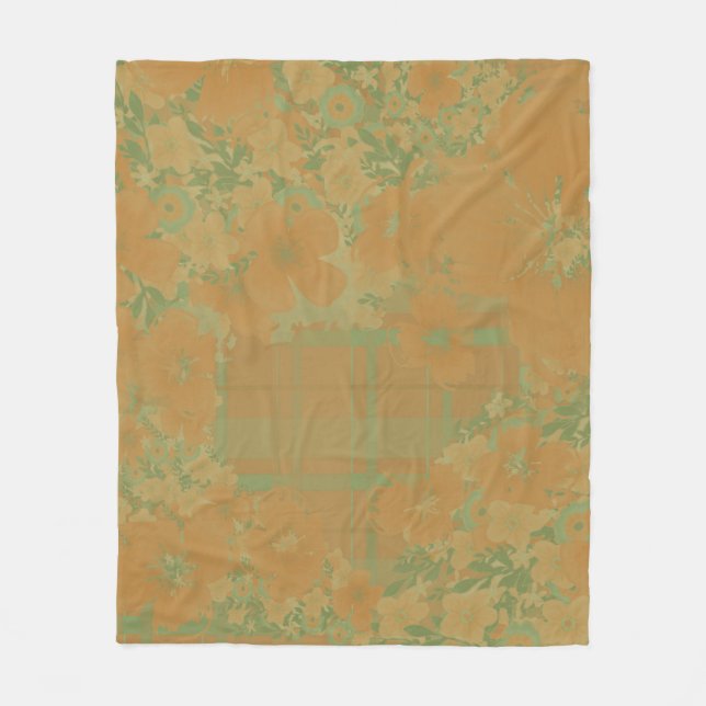 Manta Polar Dorado y floral y Rosa (Anverso)