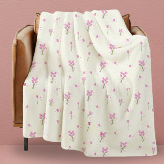Manta Polar Dorm Modern Girly Pink Tulips Floral