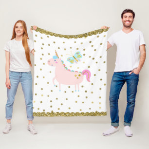 Manta Polar Dormitorio/Nursery de Niñas Unicornio con Brillo R