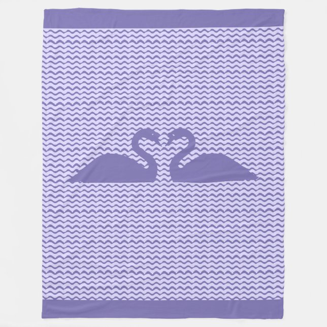 Manta Polar Dos cisnes y patrón ondulado (Anverso)