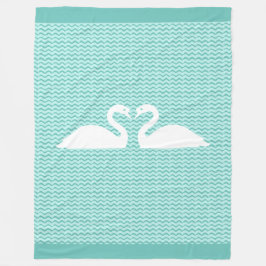 Manta Polar Dos cisnes y patrón ondulado