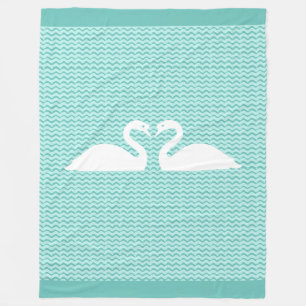 Manta Polar Dos cisnes y patrón ondulado