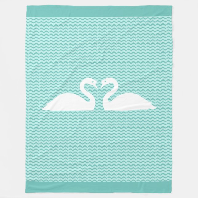 Manta Polar Dos cisnes y patrón ondulado (Anverso)